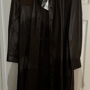 Chocolate Brown All Leather Button-Up DRESS with Matching Belt